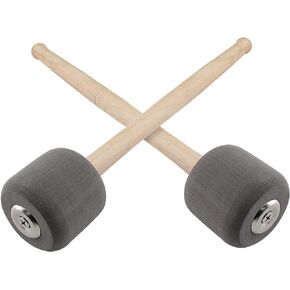 2 Pack Wood Bass Drum Mallets Sticks, 13 Inch Length EVA Foam Head Mallets Percussion Sticks for Marching Band (Gray)