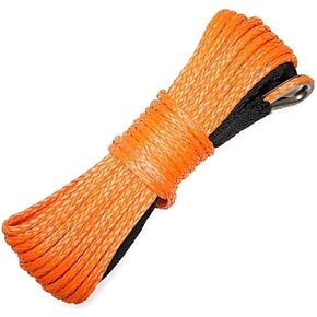 WANLIAN 3/8'' x 50ft Synthetic Winch Rope 1cm x 15m Nylon Winch Rope 25000LBS Synthetic Winch Line Cable Rope for 4WD Off Road, ATV UTV SUV Winches Synthetic Rope (Orange) (3/8'' x50ft)