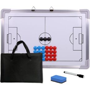 Magnetic Soccer Football Coach Board，Portable Clipboard Tactical Magnetic Board Kit W/Marker Pieces,Pen, Eraser, Storage Bag