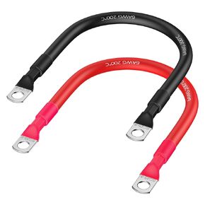 EXTRACTME Power Battery Cable, 6 AWG 12 Inch Flexible Silicone Jumper Cables with Terminals, Tinned Copper Battery Inverter Cables for Automotive, Marine, Car, Solar, ATV - Red Black