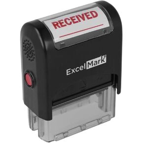 ExcelMark A-1539 Self-Inking Rubber Stamp - Received with Signature Line - Red Ink