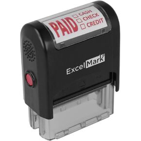 Paid Cash Check Credit - ExcelMark Self-Inking Rubber Stamp - A1539 Red Ink