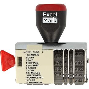 ExcelMark 12 Phrase Dater Rubber Stamp