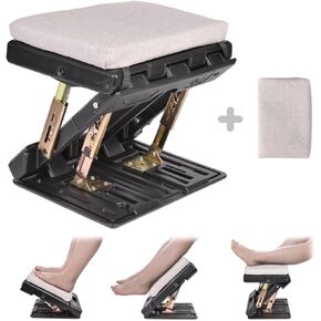 Scalebeard Foot Rest for Under Desk at Work 4-Level Height Adjustable,Ergonomic Foldable Footrest with Replaceable and Washable Cover for Office, Gaming,Computer, Soft & Removable Pad Desk Foot Stool