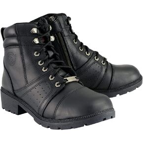 حذاء Milwaukee Leather MBL9300 نسائي من الجلد الأسود برباط لراكبي الدراجات النارية مع سحاب جانبي - 9