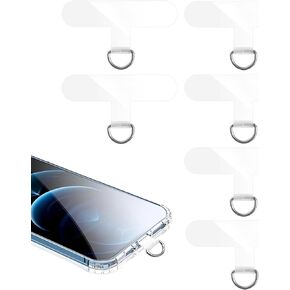 Medsuo 6pcs Universal Phone Tether Tabs Phone Lanyard Patches with Metal Ring Phone Lanyard Replacement Part for Cell Phone (Transparent)