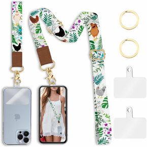 Phone Lanyard Crossbody Strap, Cat Bookshelf Cell Phone Lanyards for Around the Neck Wristlet Shoulder, Funny Skull Gothic Wrist Strap Adjustable Witchy iPhone Accessories Travel Essentials