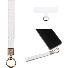 Leather Phone Wrist Strap Cell Phone Strap Phone Lanyard with Tether Tab Hands-Free Wristlet Keychain for Women