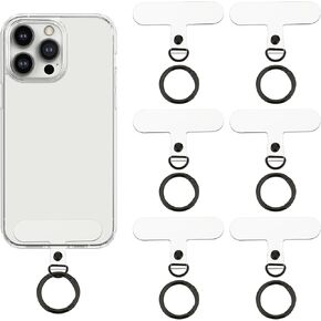 simarro 6Pcs Phone Lanyard Patch Pad with 6 Metal Spring Rings, Universal Phone Tether Tab Phone Strap Connector Multifunctional Mobile Phone Lanyard Patch for Most Cell Phones Cases(Gold)