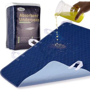 Pads for Beds with Handles for Incontinence 36x52 Inch(2 Pack),Washable Pee Pads for Adults,Washable Underpads,Waterproof Protective Pad for Seniors,Bedwet Kids,Hospitals,Pets,Reusable Bed Pad