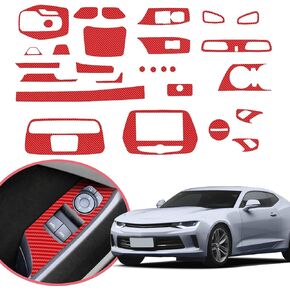 YAMUDA Compatible with 28PCS Decorative Interior Protection Carbon Fiber Sticker for Chevrolet Camaro 2017 2018 2019 2020 (Black)