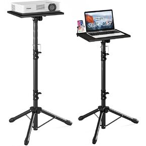 JSungo Tall Projector Stand Heavy-duty from 23.5" to 63.5" with Safety Latch, Projector Tripod with Gooseneck Phone Holder, Laptop Stand Adjustable Height, Outdoor Projector Stand for Stage, Studio