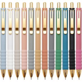 Ballpoint Pens Black Ink Ball Point Pen with Super Soft Grip Medium Point 1.0mm Office Pens (Gold 12-count)