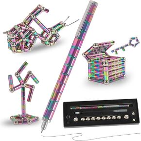 HMMIA Decompression Magnetic Metal Toy Pen,Fidget Pen, Multifunctional Deform-able Capacities Touch Screen Ballpoint Pen, Great Gifts for Kids and Friends (3Pcs)