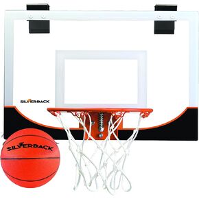 مجموعة طوق كرة السلة الصغيرة Silverback مقاس 18 بوصة فوق الباب مع لوحة خلفية مقاومة للكسر مثالية للمنزل أو المكتب in Kuwait