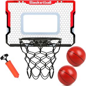Basketball Hoop Indoor, Over The Door Basketball Hoop, Mini Basketball Hoop with 2 Balls & Complete Basketball Accessories, Indoor Basketball Hoop for Kids & Adults