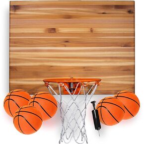 Cali Kiwi Pros Mini Basketball Hoop & Ball Set for Indoors. Wall Mount, Made in The USA in Red Cedar. Includes 9" Hoop, Net & 5 Mini Basketballs and Pump (Natural Inlaid) in Kuwait