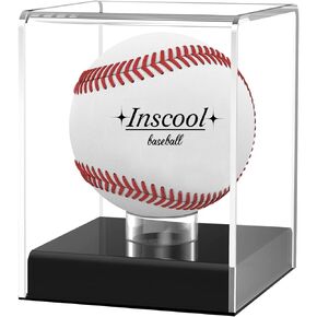 Inscool Baseball Display Case,Acrylic Baseball Display Cases,UV Protected Acrylic Baseball Display Cube,Baseball Case for Autographed Baseball,Memorabilia Baseball Clear Display Case (Rounded Base)