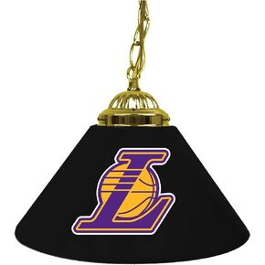 Trademark Global Pendant Light - Los Angeles Lakers Logo 14-Inch Single Hanging Lamp with Pull Chain for Bar, Garage, or Man Cave Accessories