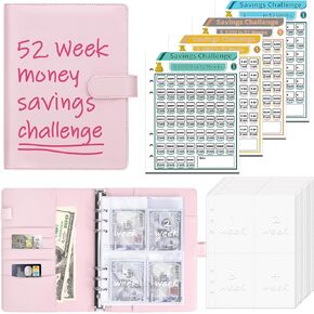 Antner 52 Week Money Saving Challenge Binder with Cash Envelopes, A5 Budget Binder Savings Challenges Book with 4 Saving Challenge Tracker to Save $5,200 and $2,600 and $10,000 and DIY, Purple