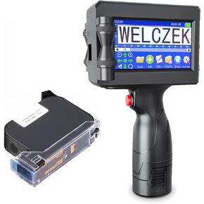 TIJ127 Handheld Inkjet Printer, Portable Handheld Printer with 4.3Inch Touch Screen Quick Drying Inkjet Coding Machine for Barcode Text Logo QR Code Batch Number (Support 25 Languages)