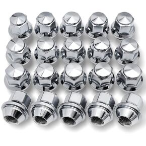20PCS M12*1.5 Lug Nut - 3/4" 19mm Hex 32mm Length - Chrome Factory Style Wheel Nut for 2011-2020 Ford Focus Escape Fusion Fiesta Ranger EcoSport Transit Connect Lincoln MKC MKZ (OEM# 611-303)