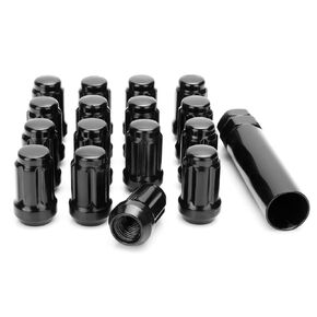 ATV M12x1.5 Spline Lug Nuts, 16pcs 12x1.5 Lug Nuts Black with 1 Socket Key,12mmx1.5 Closed End Locking Lug Nuts for Polaris Ranger RZR Honda Can-Am Pioneer Maverick X3 Talon Outlander Civic