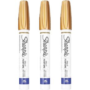SHARPIE Oil-Based Paint Marker, Medium Point, 3-Count (Metallic Gold)