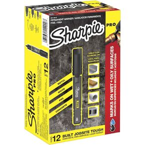 Sharpie Pro Permanent Marker, Medium, Chisel Tip, Black, 12 Count (2018326)