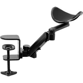 VIVO Universal Clamp-on Adjustable Armrest, Desk Cradle Rotating Elbow Cushion, Above Table Extension Platform Arm Support, Black, MOUNT-ARM01