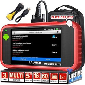 LAUNCH OBD2 Scanner- 2024 CRP123E Elite,ABS SRS Airbag TCM Engine Code Reader,Oil Service/Throttle Body Relearn/SAS Reset/Battery Test,Read&Reset Fault Code,AutoVIN,Free Lifetime Update Scan Tool