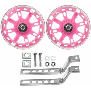 Training Wheels for Kids Bike, 1 Pair LED Flash Mute Bikes Training Wheels Children's Bicycle Adjustable Stabiliser Support Wheels for 12-20 Inch Kids Boy Girls Bikes, Including Components
