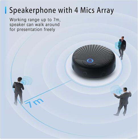 BALILA USB Speakerphone Conference Microphone with AI Noise Reduction&360° Voice Pickup, 4 AI Mics, 24H Call Time, USB C Conference Speaker Compatible with Leading Platforms, Home Office in Saudi Arabia