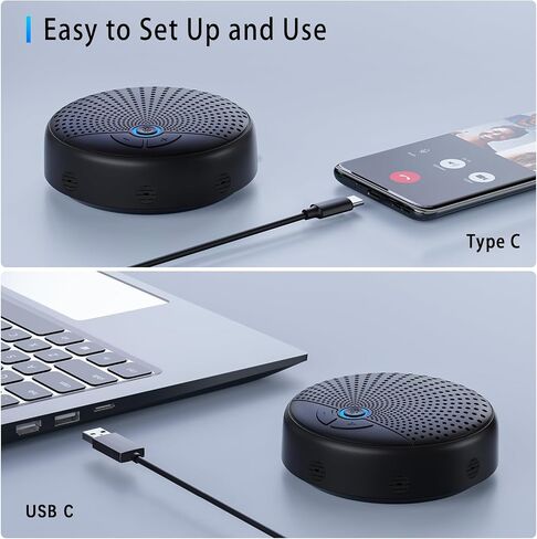 BALILA USB Speakerphone Conference Microphone with AI Noise Reduction&360° Voice Pickup, 4 AI Mics, 24H Call Time, USB C Conference Speaker Compatible with Leading Platforms, Home Office in Saudi Arabia
