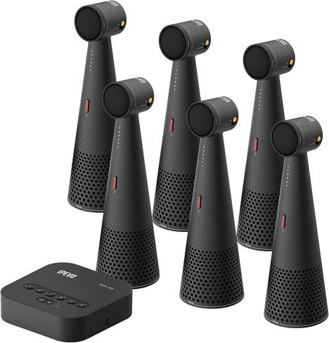IPEVO Quartet Wireless Pairing 4 Conference Speakers/Microphones Vocal, 360° Voice Pickup, Two-WayAI Noise Reduction, USB or Bluetooth or Line in/Out Connected Modes, for 9-12 People in Saudi Arabia