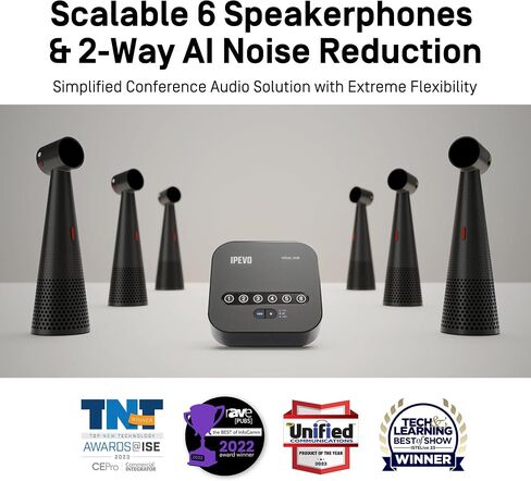 IPEVO Quartet Wireless Pairing 4 Conference Speakers/Microphones Vocal, 360° Voice Pickup, Two-WayAI Noise Reduction, USB or Bluetooth or Line in/Out Connected Modes, for 9-12 People in Saudi Arabia