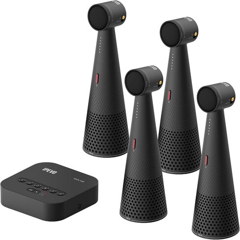 IPEVO Quartet Wireless Pairing 4 Conference Speakers/Microphones Vocal, 360° Voice Pickup, Two-WayAI Noise Reduction, USB or Bluetooth or Line in/Out Connected Modes, for 9-12 People in Saudi Arabia