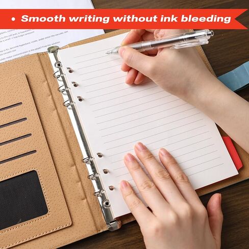 HIBOX 100 قطعة من ورق إعادة التعبئة A5، 200 صفحة مبطنة 6 فتحات ورق أوراق فضفاضة 160 قطعة علامات تبويب مؤشرة مع مسطرة 2 قطعة جيوب PVC 5 قطع فواصل للمكتب المدرسي in Kuwait