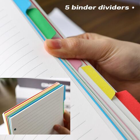 HIBOX 100 قطعة من ورق إعادة التعبئة A5، 200 صفحة مبطنة 6 فتحات ورق أوراق فضفاضة 160 قطعة علامات تبويب مؤشرة مع مسطرة 2 قطعة جيوب PVC 5 قطع فواصل للمكتب المدرسي in Kuwait