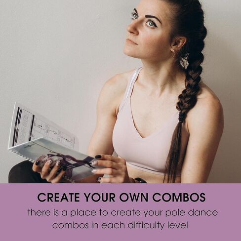 Pole tricks journal planner | 424 Pole Dance moves WOW Catalog. For beginners and advanced. The most complete pole shapes set for the fitness pole and dancing pole in Saudi Arabia