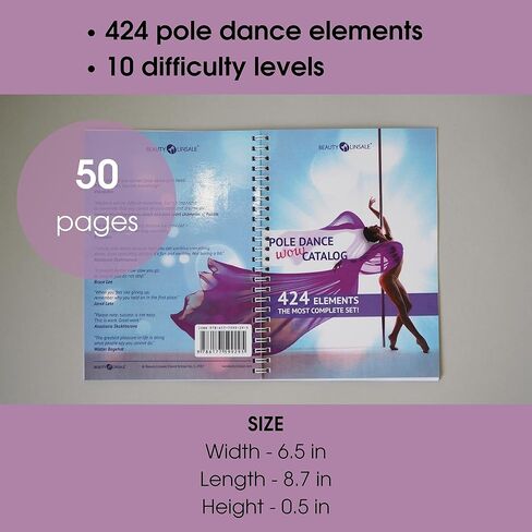 Pole tricks journal planner | 424 Pole Dance moves WOW Catalog. For beginners and advanced. The most complete pole shapes set for the fitness pole and dancing pole in Saudi Arabia