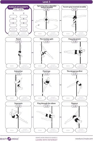 Pole tricks journal planner | 424 Pole Dance moves WOW Catalog. For beginners and advanced. The most complete pole shapes set for the fitness pole and dancing pole in Saudi Arabia