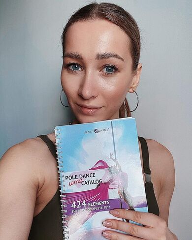 Pole tricks journal planner | 424 Pole Dance moves WOW Catalog. For beginners and advanced. The most complete pole shapes set for the fitness pole and dancing pole in Saudi Arabia