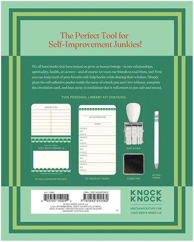 Knock Knock Original Personal Library Kit & Gift for Book Lovers - Card Catalog Checkout Cards, Bookplates, Date Stamp & Inkpad in Saudi Arabia