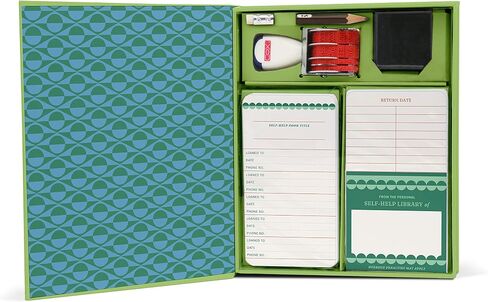 Knock Knock Original Personal Library Kit & Gift for Book Lovers - Card Catalog Checkout Cards, Bookplates, Date Stamp & Inkpad in Saudi Arabia