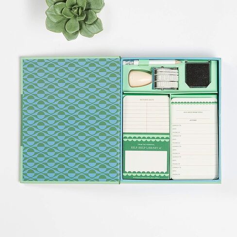 Knock Knock Original Personal Library Kit & Gift for Book Lovers - Card Catalog Checkout Cards, Bookplates, Date Stamp & Inkpad in Saudi Arabia