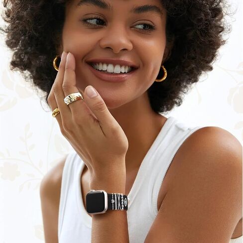DaQin Flower Engraved Band Compatible with Apple Watch Bands for Women 40mm 38mm 41mm 42mm, Soft Silicone Strap With Dressy Decorative Apple Watch Charms for iWatch Series 11 10 9 8 7 6 5 4 3 2 1 SE in Kuwait
