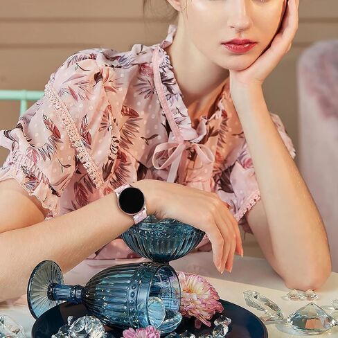 GEAK متوافق مع Samsung Galaxy Watch Bands 7 6 5 4 FE/Galaxy Watch 7 6 5 4 Bands 40mm 44mm, 20mm Silicone Band for Galaxy Watch 5 pro/Watch 4 6 Classic 42mm 46mm 43mm 47mm Women Pink Flower in Kuwait