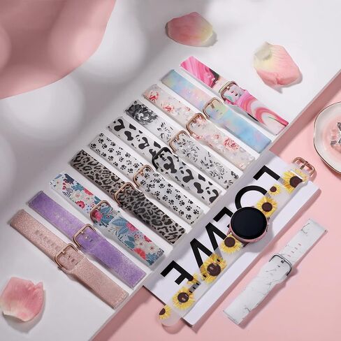 GEAK Compatible with Samsung Galaxy Watch Bands 7 6 5 4 FE/Galaxy Watch 7 6 5 4 Bands 40mm 44mm, 20mm Silicone Band for Galaxy Watch 5 pro/Watch 4 6 Classic 42mm 46mm 43mm 47mm Women Pink Flower in Saudi Arabia