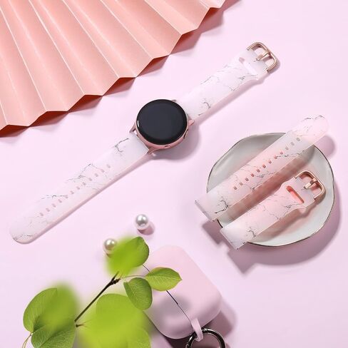 GEAK Compatible with Samsung Galaxy Watch Bands 7 6 5 4 FE/Galaxy Watch 7 6 5 4 Bands 40mm 44mm, 20mm Silicone Band for Galaxy Watch 5 pro/Watch 4 6 Classic 42mm 46mm 43mm 47mm Women Pink Flower in Saudi Arabia